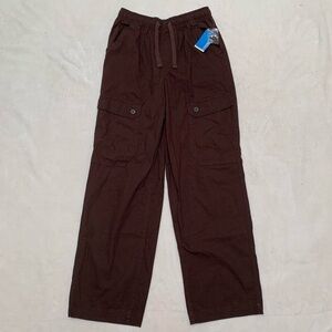 NWT Cherokee 100% Cotton Y2K Dark Brown High Waisted Cargo Pants Size 18 Youth